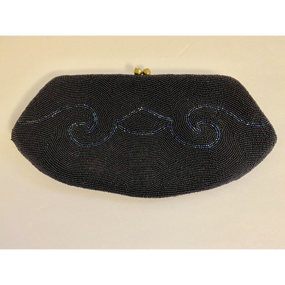 WALBORG Blue Beaded purse clutch handmade in‎ Belgium MISSING BEADS SEE ALL PICS